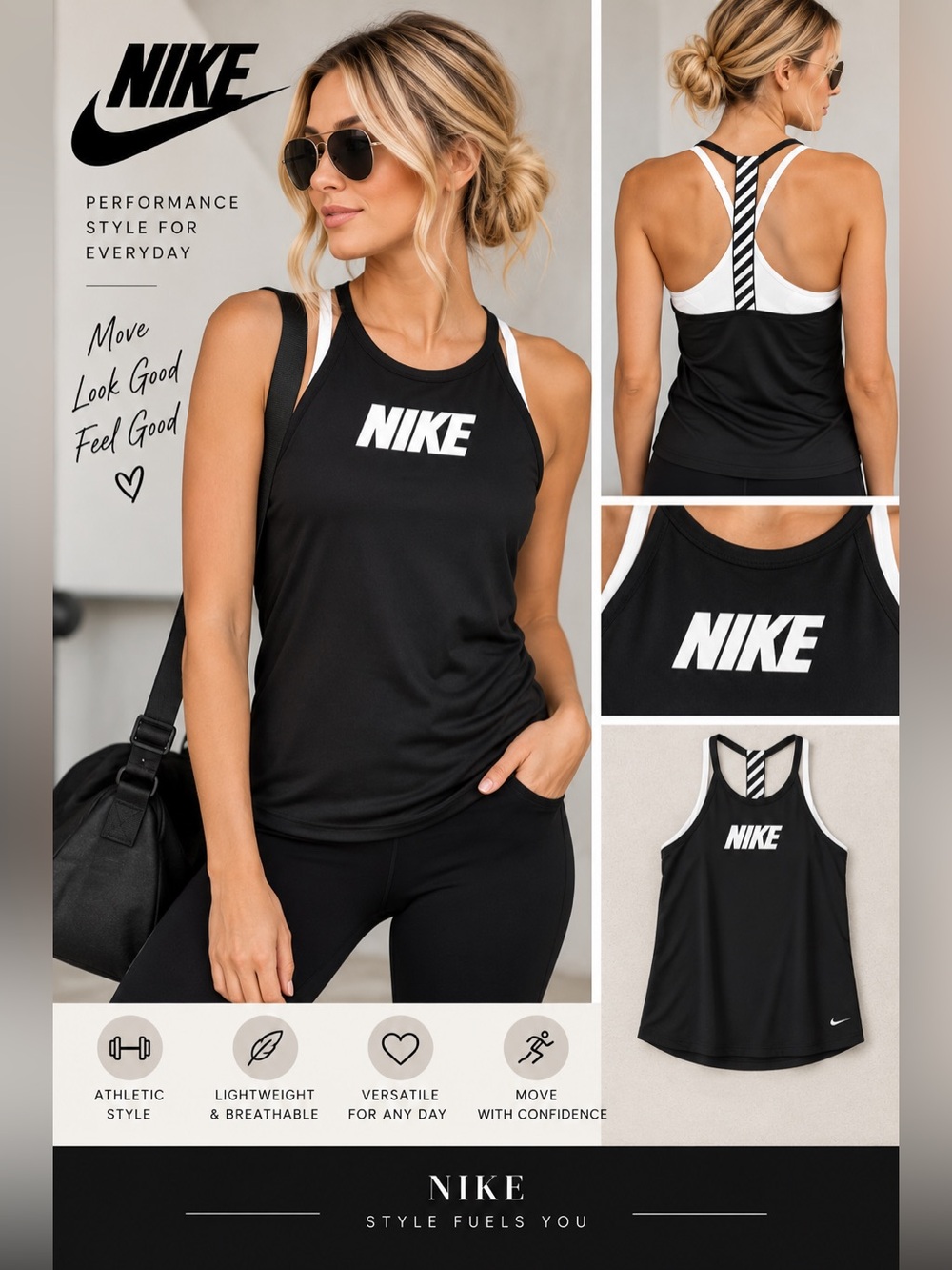 Nike Black Tank with White Front Logo